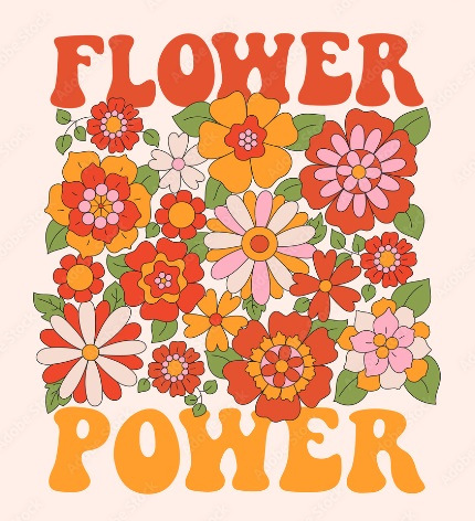 Flower power poster with red and orange flowers